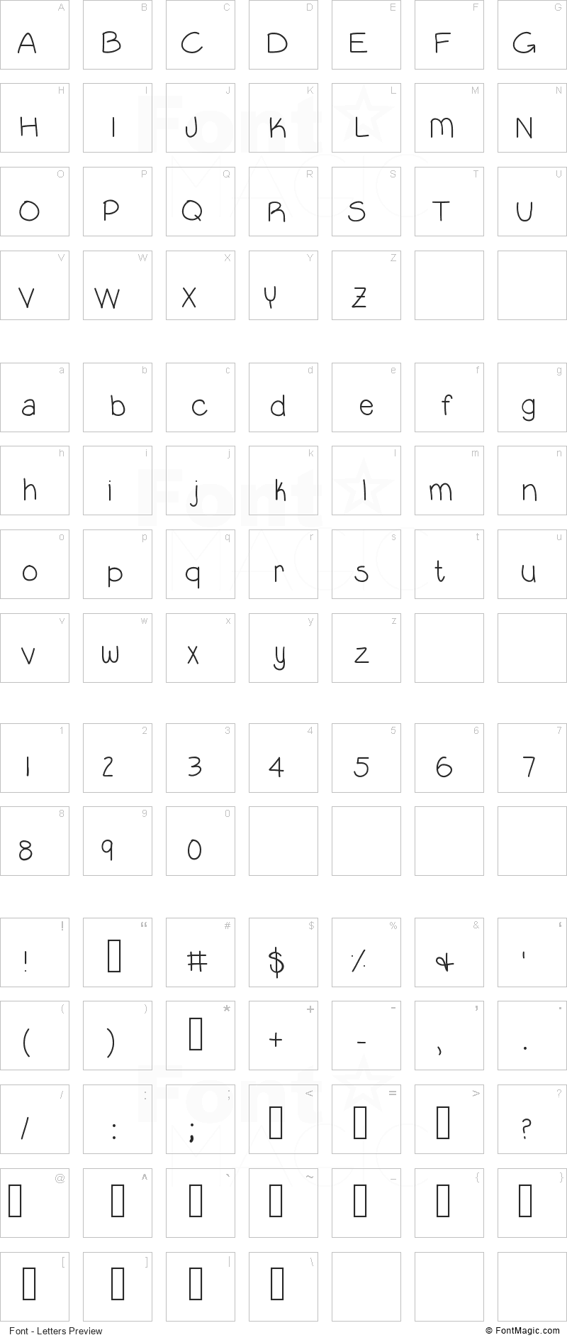 Lil Guy Font - All Latters Preview Chart